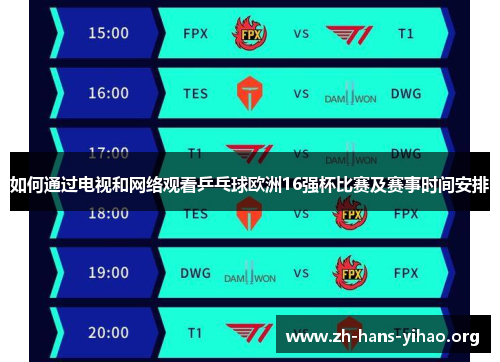 如何通过电视和网络观看乒乓球欧洲16强杯比赛及赛事时间安排